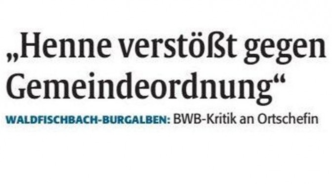 Kritik der BWB an Ortsbürgermeisterin Henne