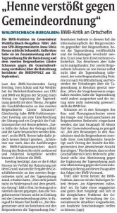 2014-09-17 RP Artikel - Henne verstößt gegen Gemeindeordnung